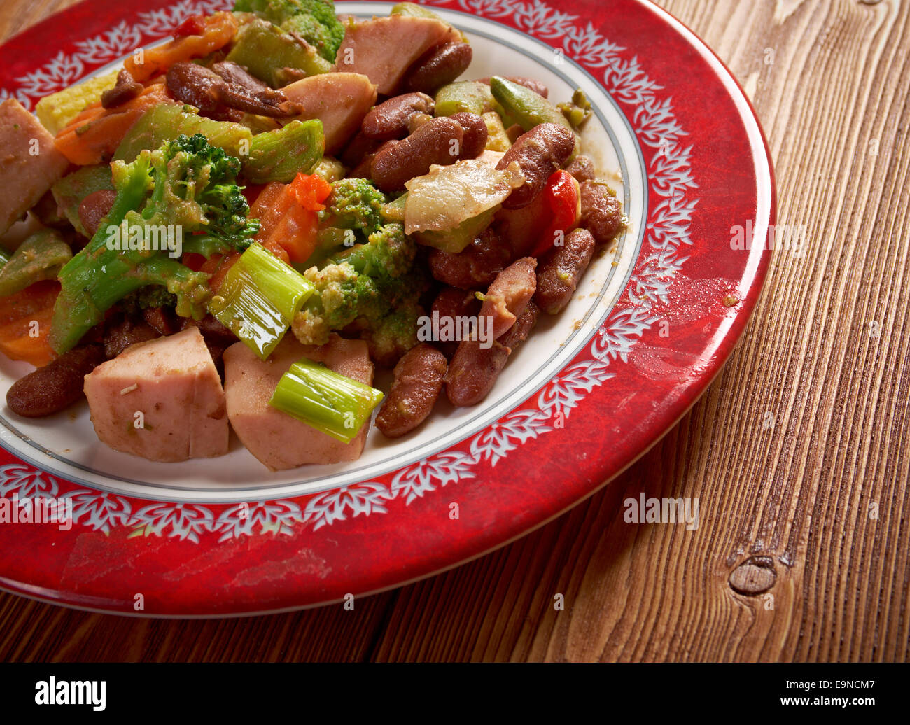 Cassoulet with pork sausage Stock Photo - Alamy