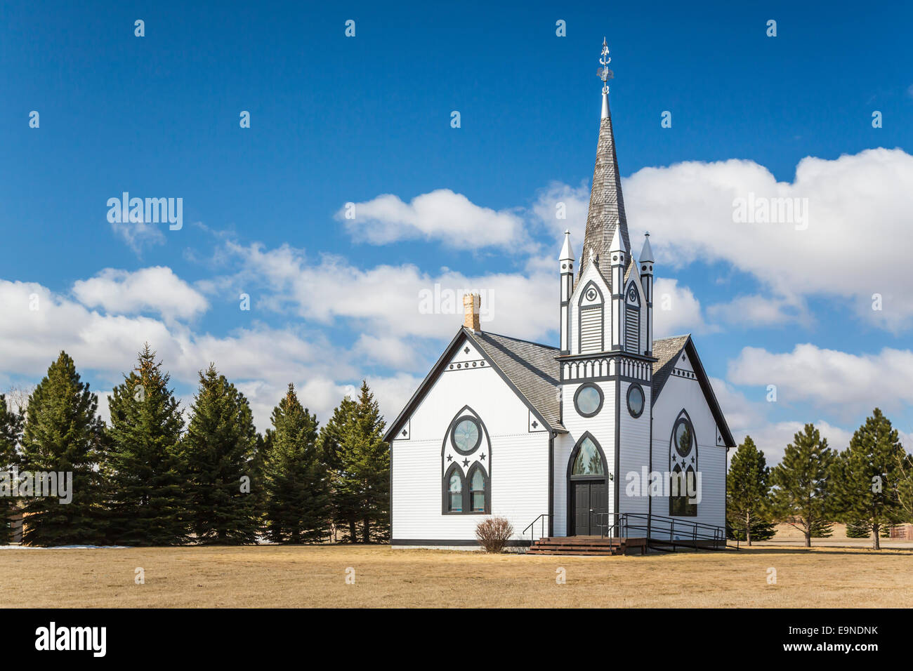 The Hallson Icelandic Church in the Icelandic State Park near Cavalier, North Dakota, USA. Stock Photo