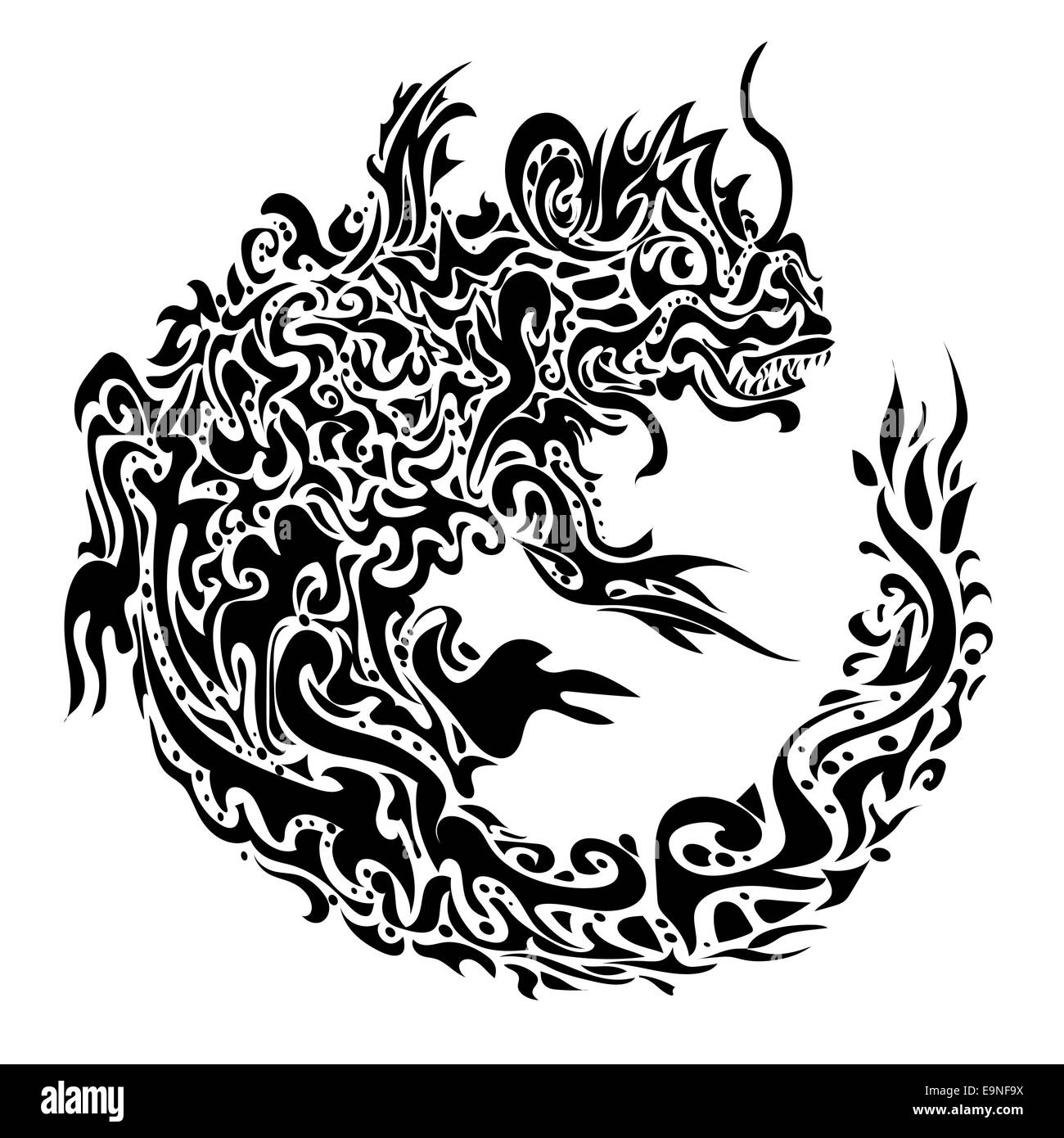 twisted dragon tattoo Stock Photo