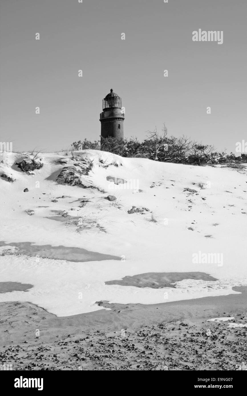 Lighthouse in winter, Baltic Sea, Germany Stock Photo