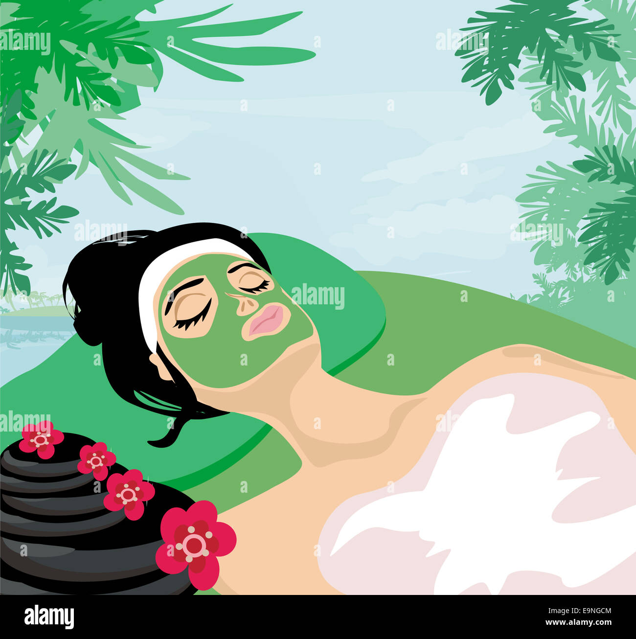 Relax tropical spa woman face mask hi-res stock photography and images ...