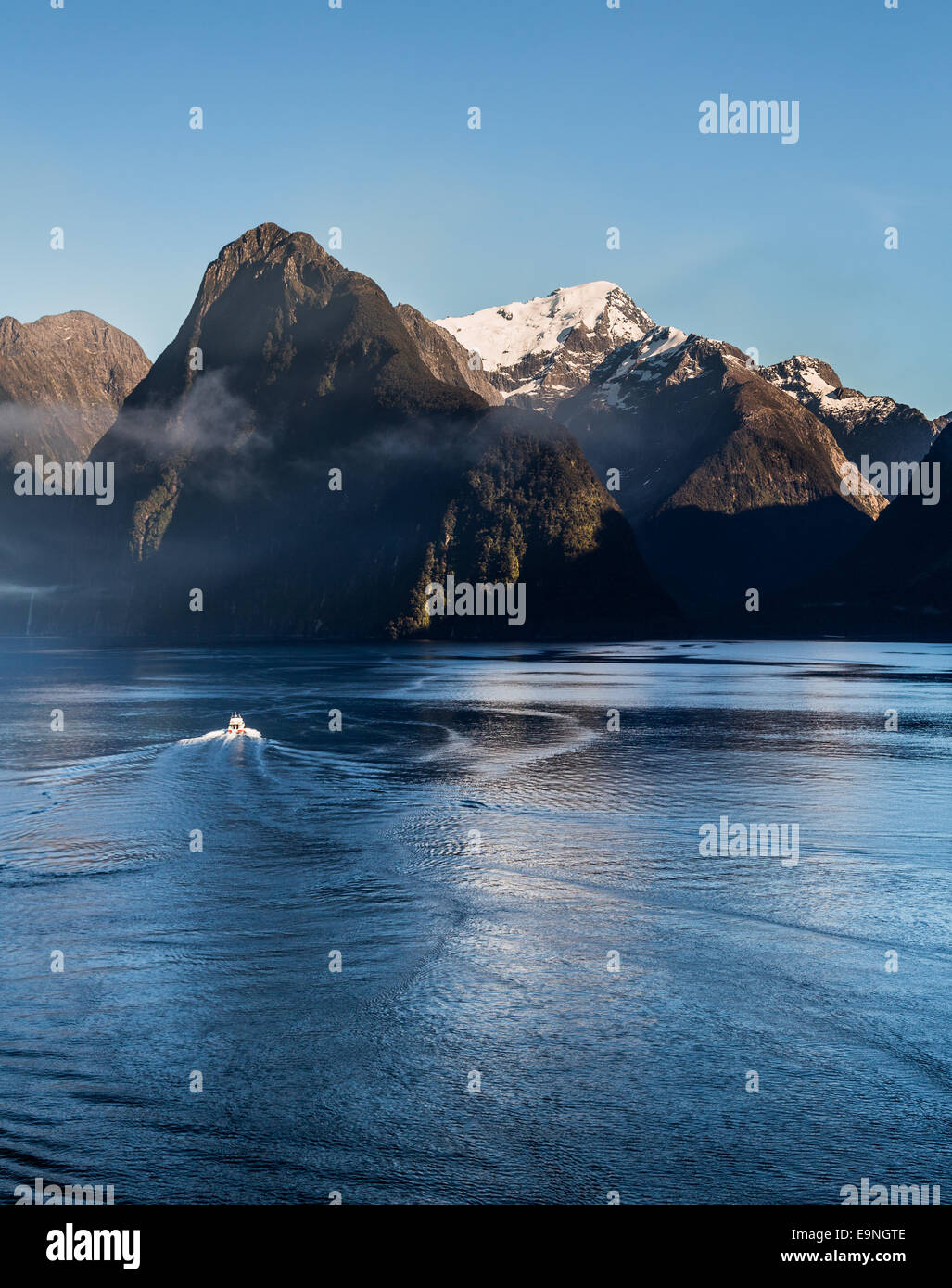Fjord of Milford Sound in New Zealand Stock Photo
