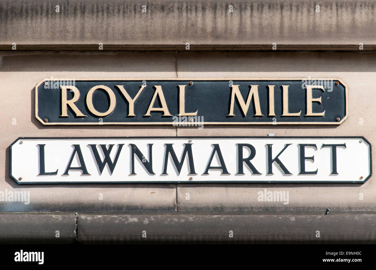Royal Mile and Lawnmarket Street Sign, Edinburgh, Scotland, UK Stock Photo