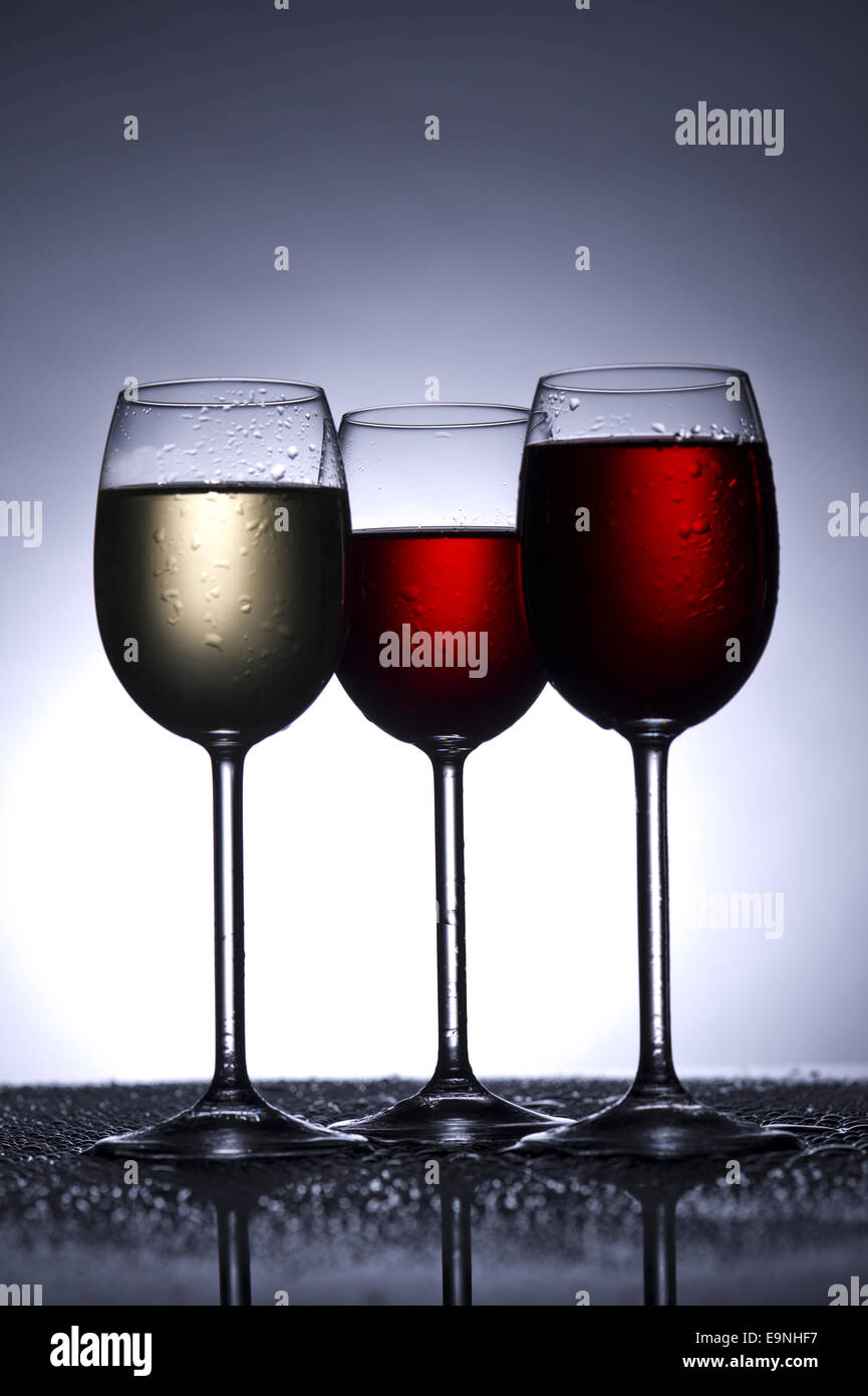 Wine glasses in backlight Stock Photo