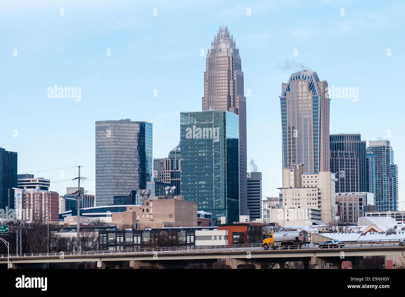 charlotte nc skyline covered in snow Stock Photo Alamy