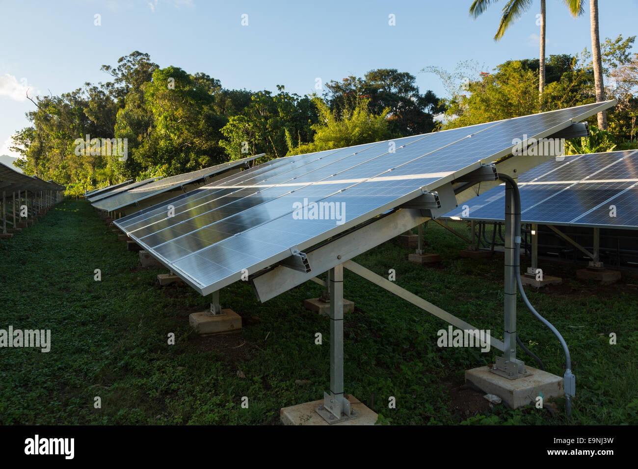 Large solar power installation in tropics Stock Photo
