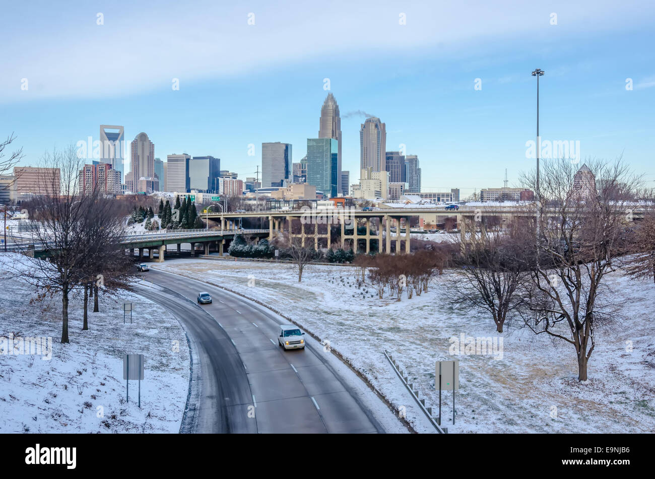 snow plowed public roads in charlotte nc Stock Photo - Alamy