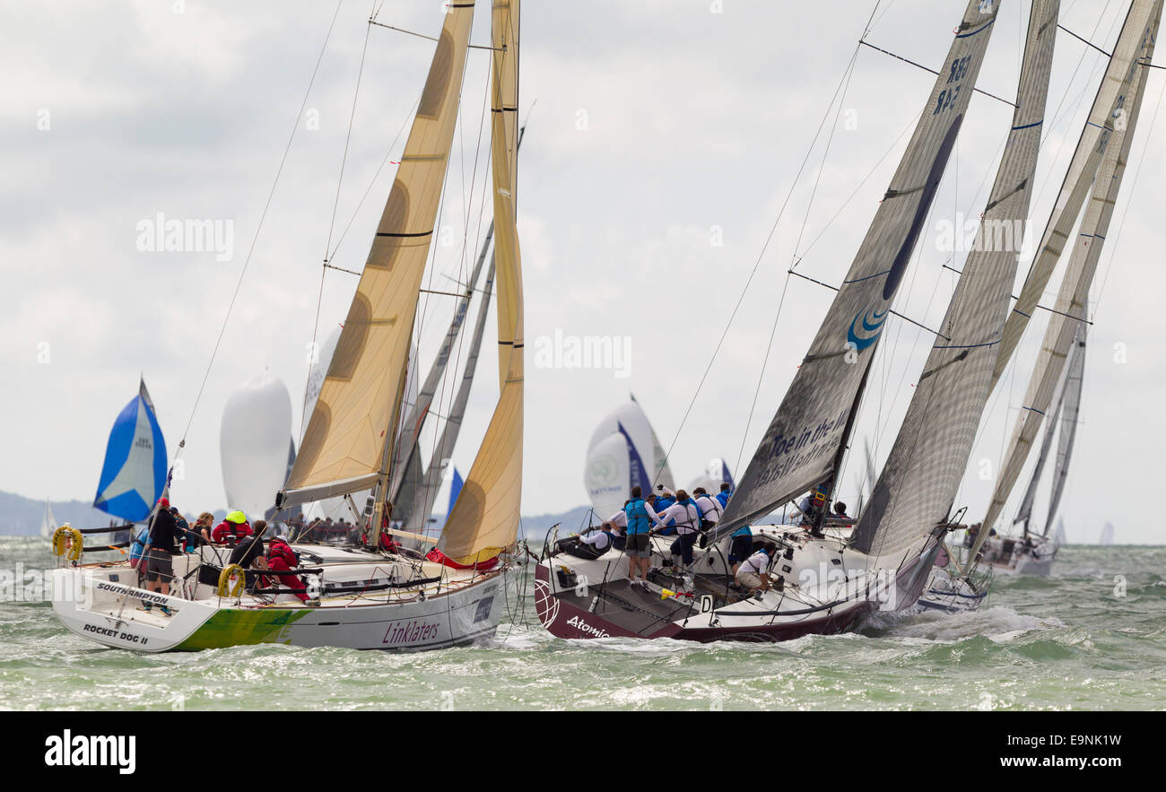 Toe in the Water Too (right), sailed by injured military personnel, racing in IRC class 0 on the opening day of Aberdeen Asset M Stock Photo