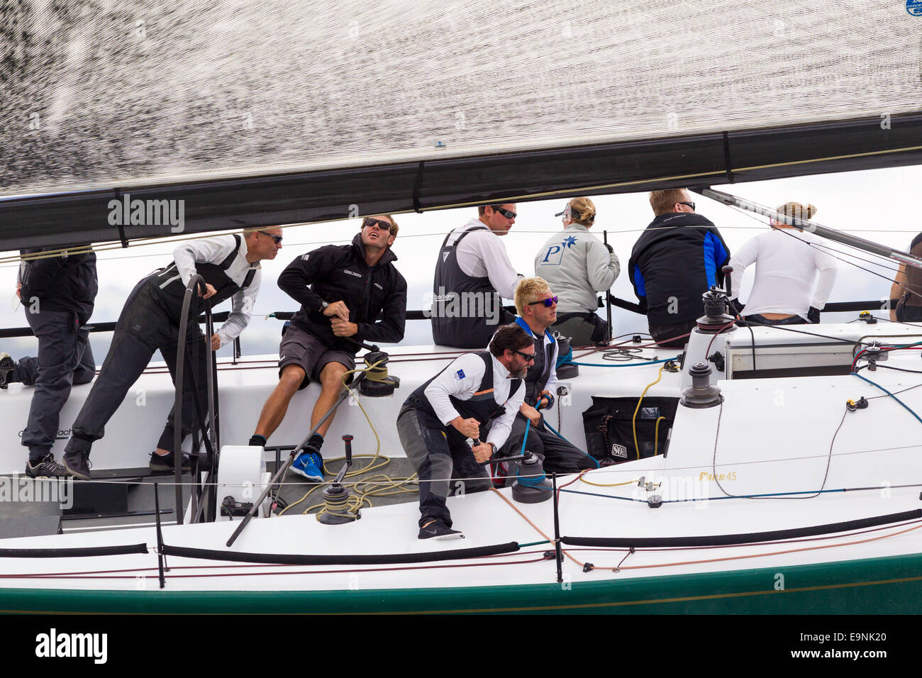 Rebel, racing in IRC class 0 on the opening day of Aberdeen Asset Management Cowes Week. The event began in in 1826 and plays a  Stock Photo