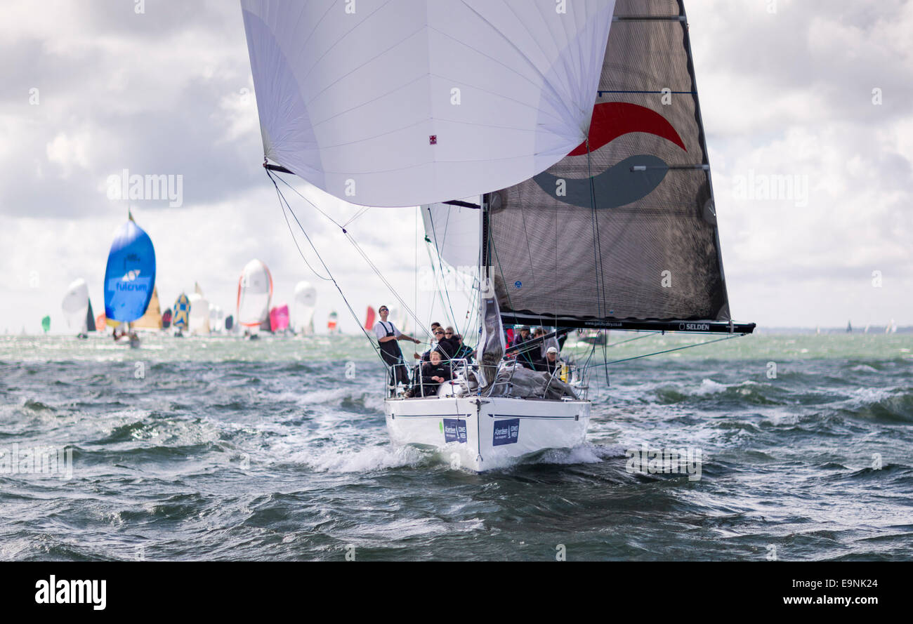 Premier Flair (GBR8410R) on her way to winning IRC class 2, on the opening day of Aberdeen Asset Management Cowes Week. The even Stock Photo