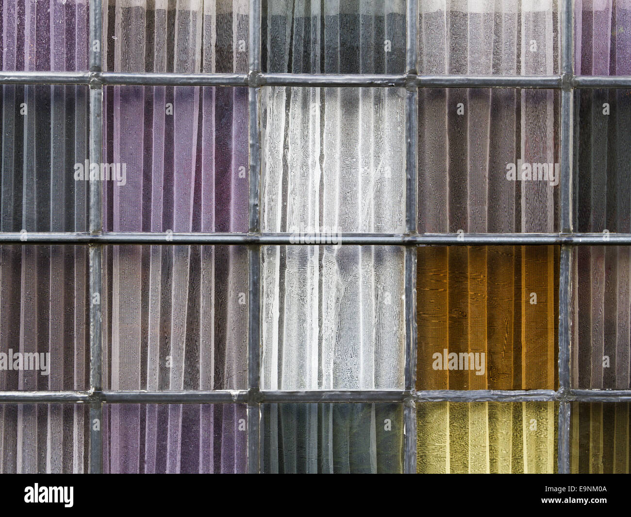 coloured glass wit curtain Stock Photo