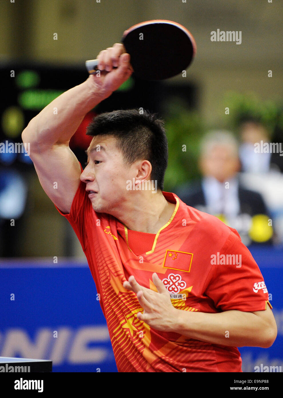 ISS Arena Duesseldorf, Germany 16.10.2014, Liebherr Tabletennis World Cup , Ma Long (CHN) Stock Photo