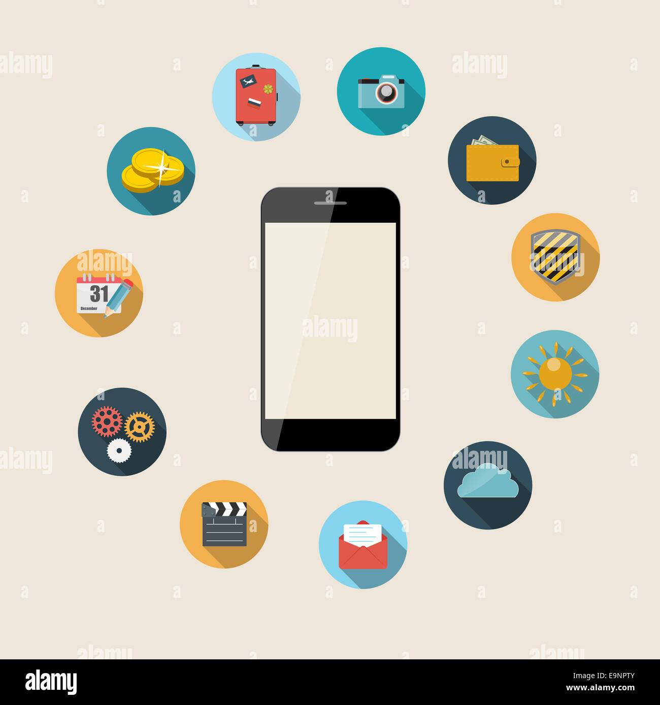 Flat Design Concept Mobile Phone Apps Vector Illustration Stock Photo ...