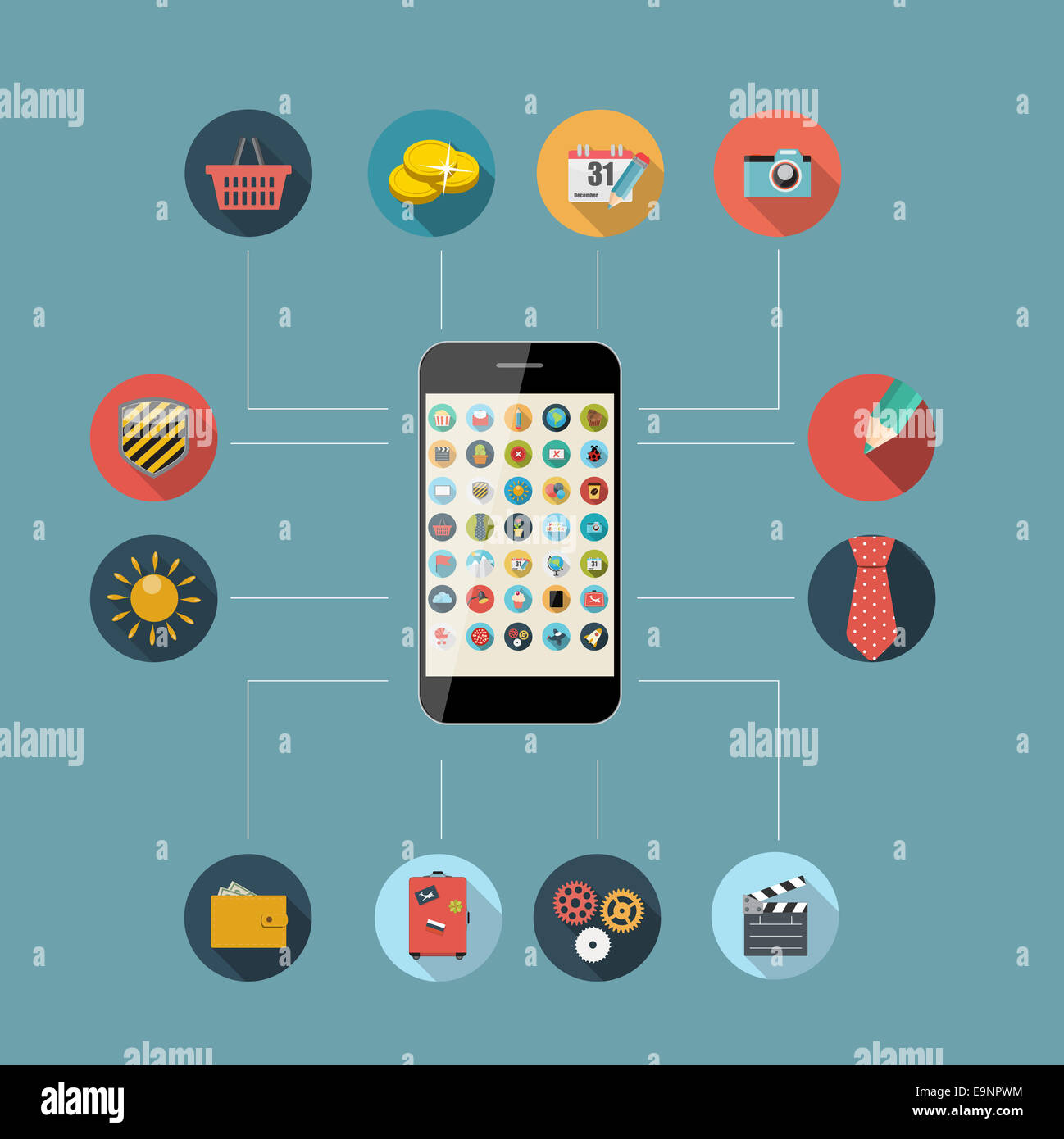 Flat Design Concept Mobile Phone Apps Vector Illustration Stock Photo ...