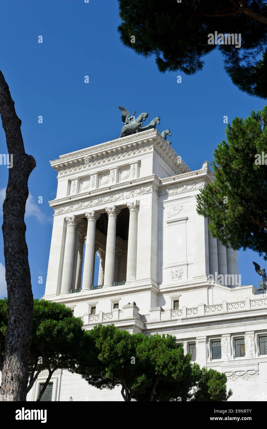 The iconic Victor Emmanuel II white building with historical statues in