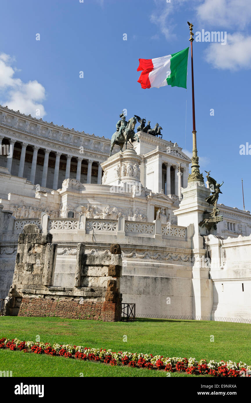 The iconic Victor Emmanuel II white building with historical statues in