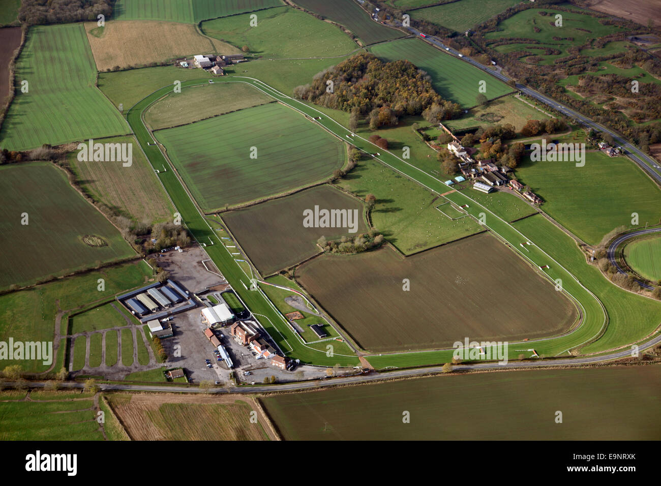 aerial view of Sedgefield racecourse in the North East of England, UK