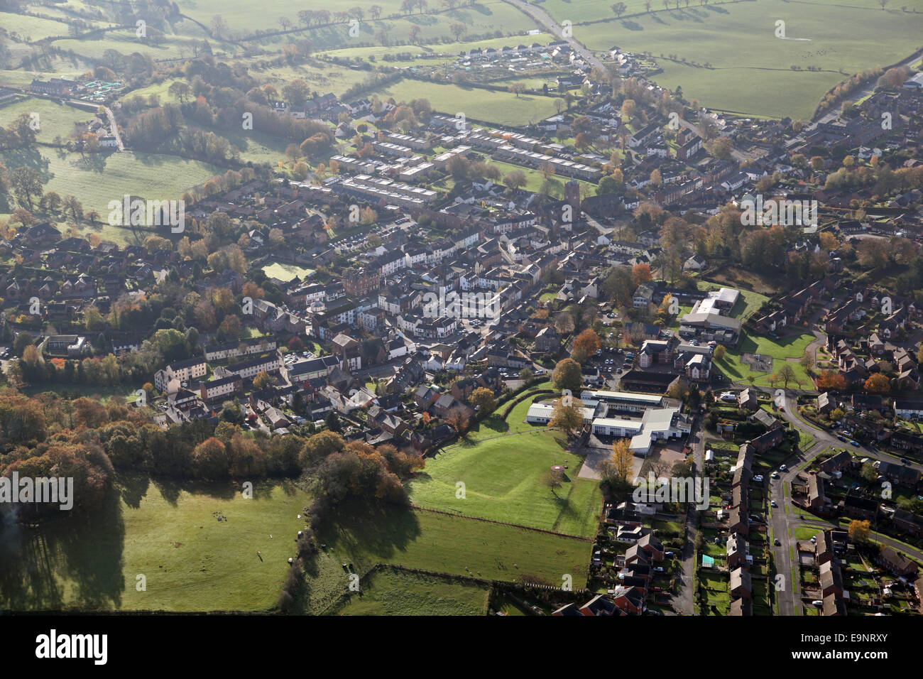 aerial view of Brampton village near Carlisle, Cumbria, UK Stock Photo