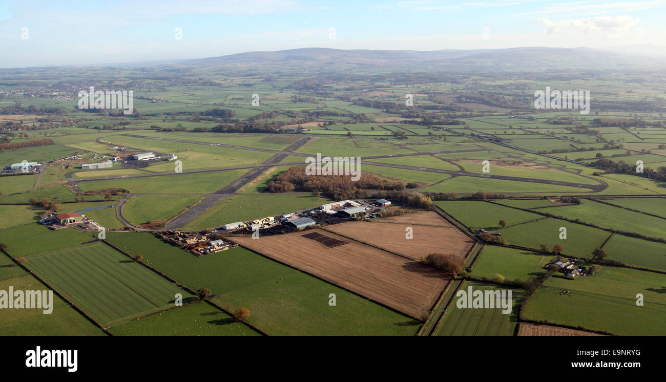 aerial view of Carlisle Lake District Airport in Cumbria, UK Stock Photo