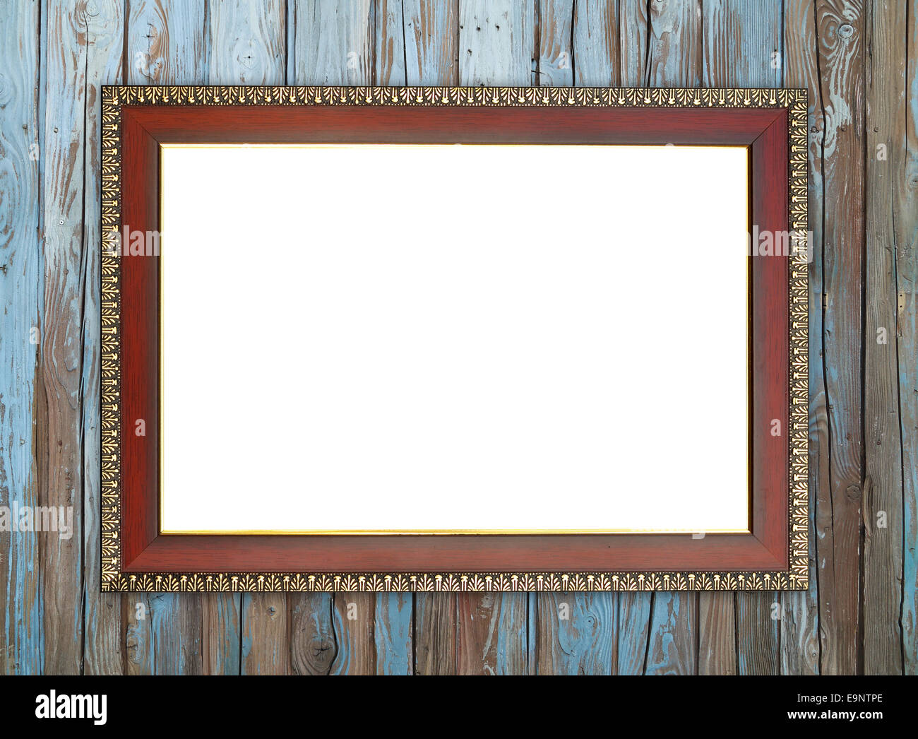 blank wood frame on wood wall background Stock Photo - Alamy