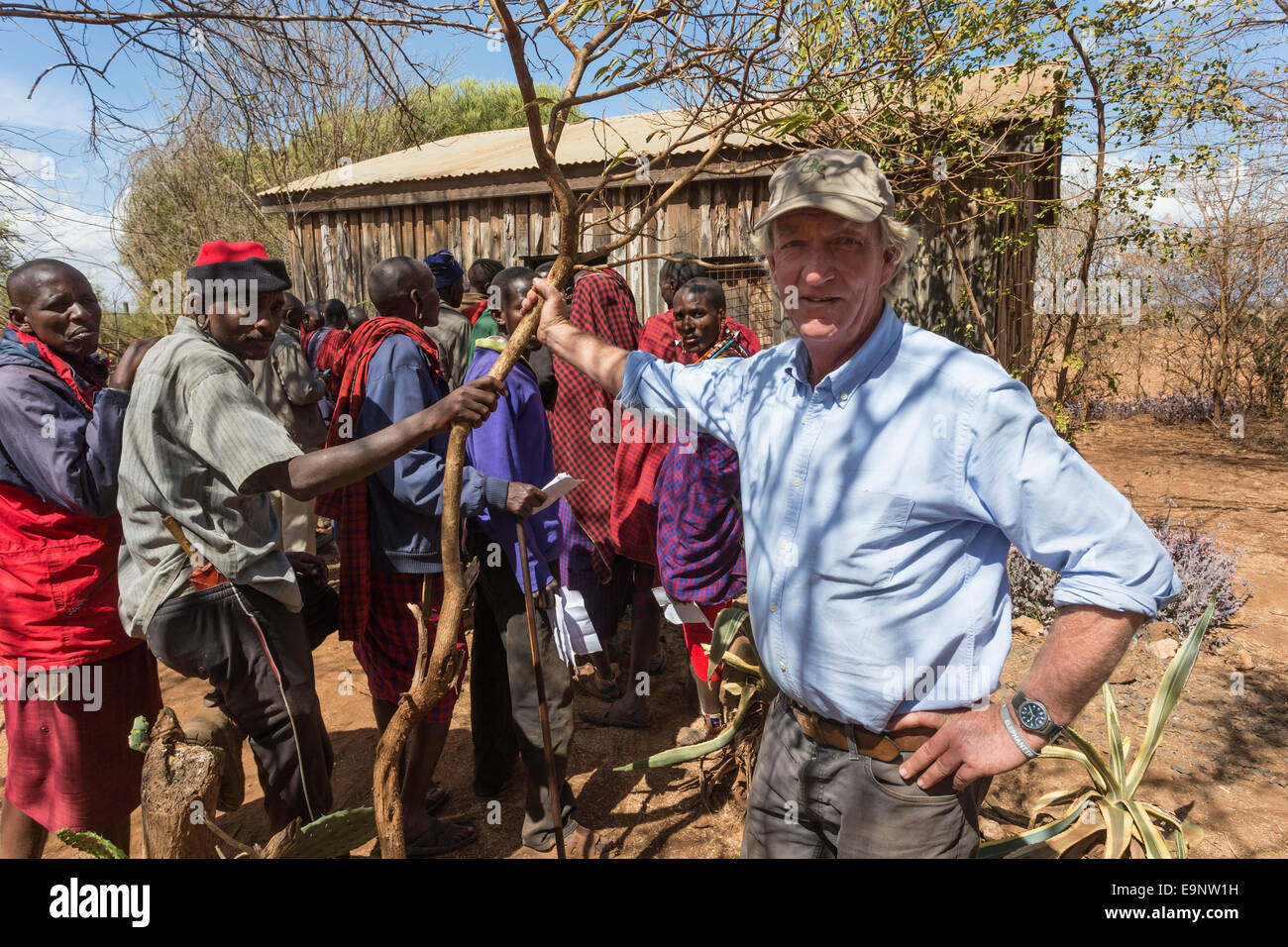 Richard Bonham at the Predator Compensation Fund Pay Day, Mbirikani Group Ranch, Amboseli-Tsavo eco-system, Kenya, Africa, Octob Stock Photo