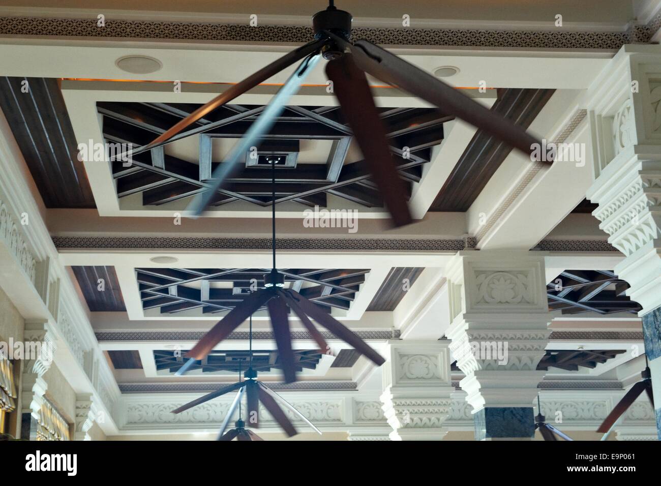 Indoor restaurant ceiling fans at Hotel Al Qasr, Dubai, UAE Stock Photo -  Alamy
