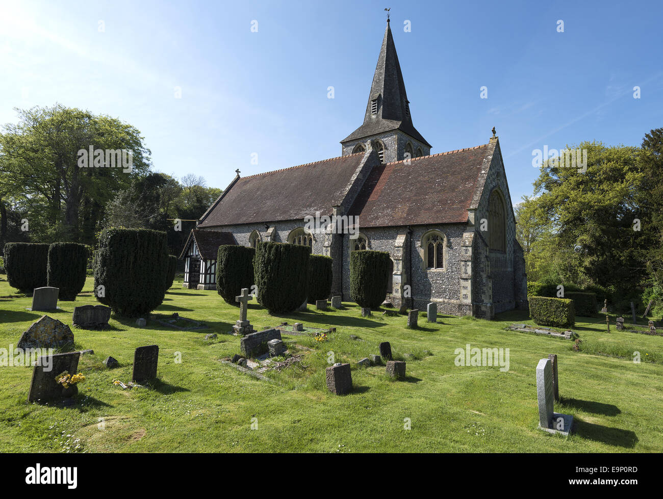 All Saints church in the village of East Stratton, Hampshire, England, UK Stock Photo