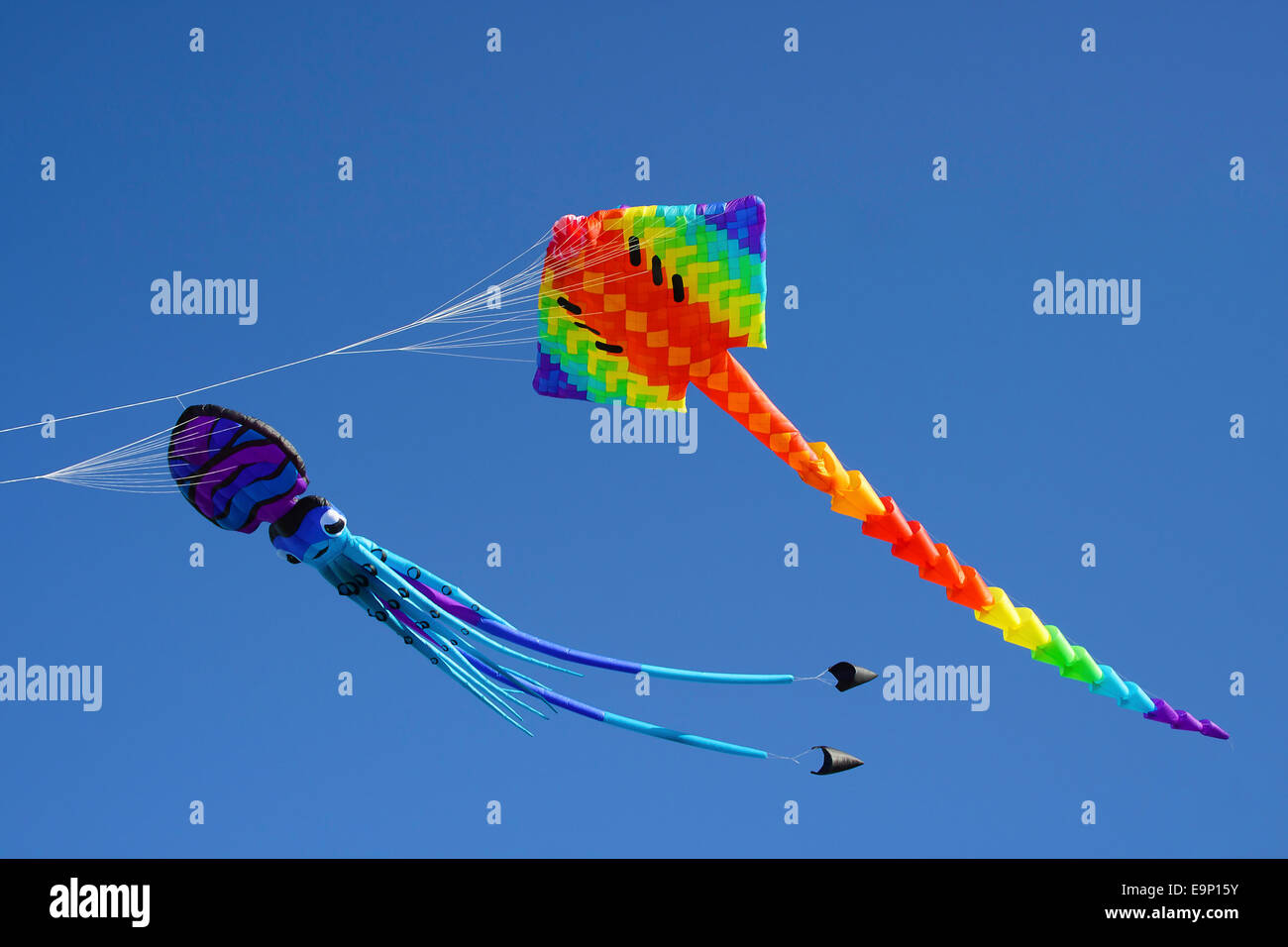 Kites flying over Bastion Point, in celebration of Matariki, the Maori New Year. Auckland, New Zealand Stock Photo