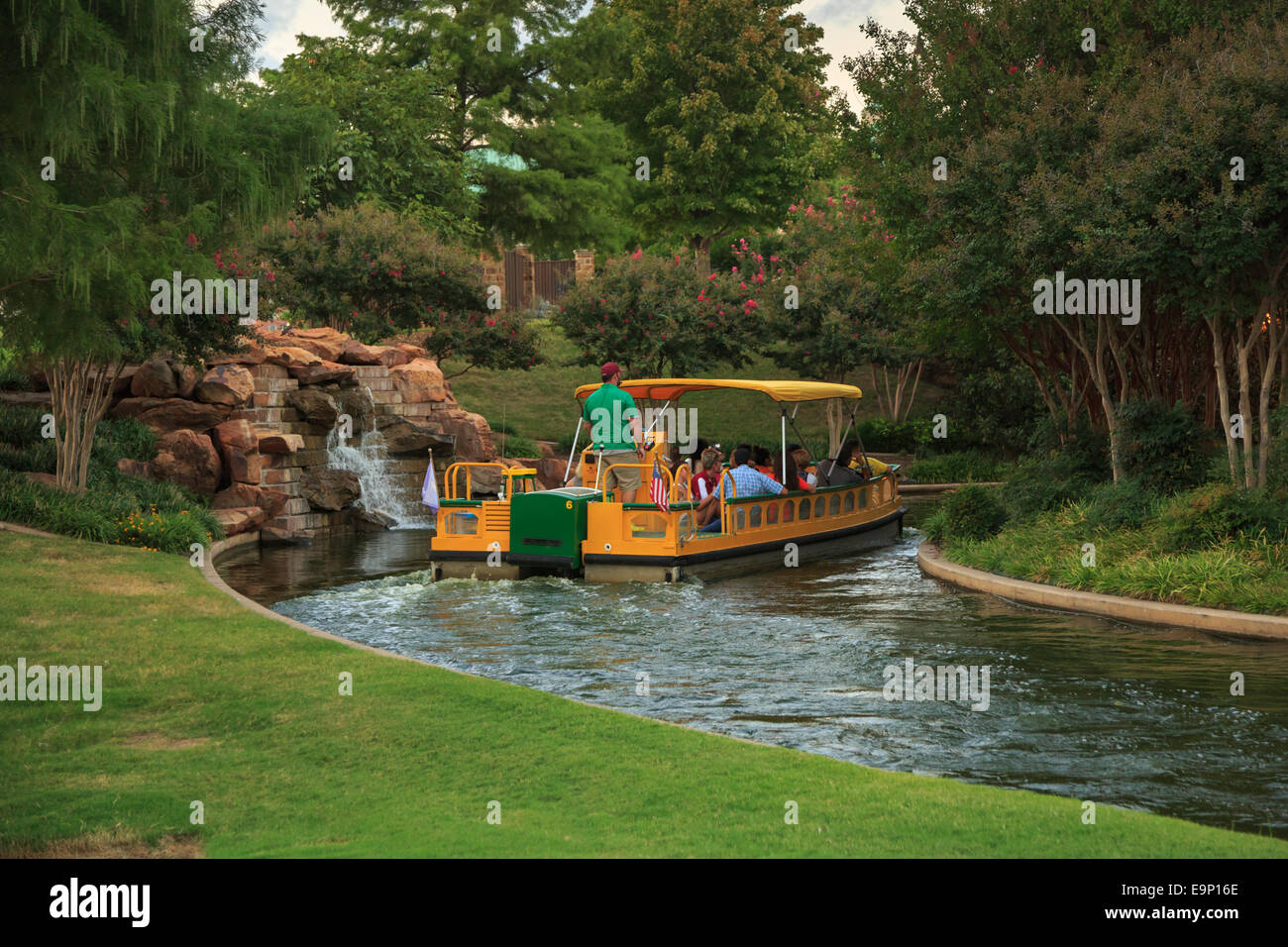 Boat tour on Bricktown Riverwalk Park, Bricktown, Oklahoma City, Oklahoma, USA Stock Photo