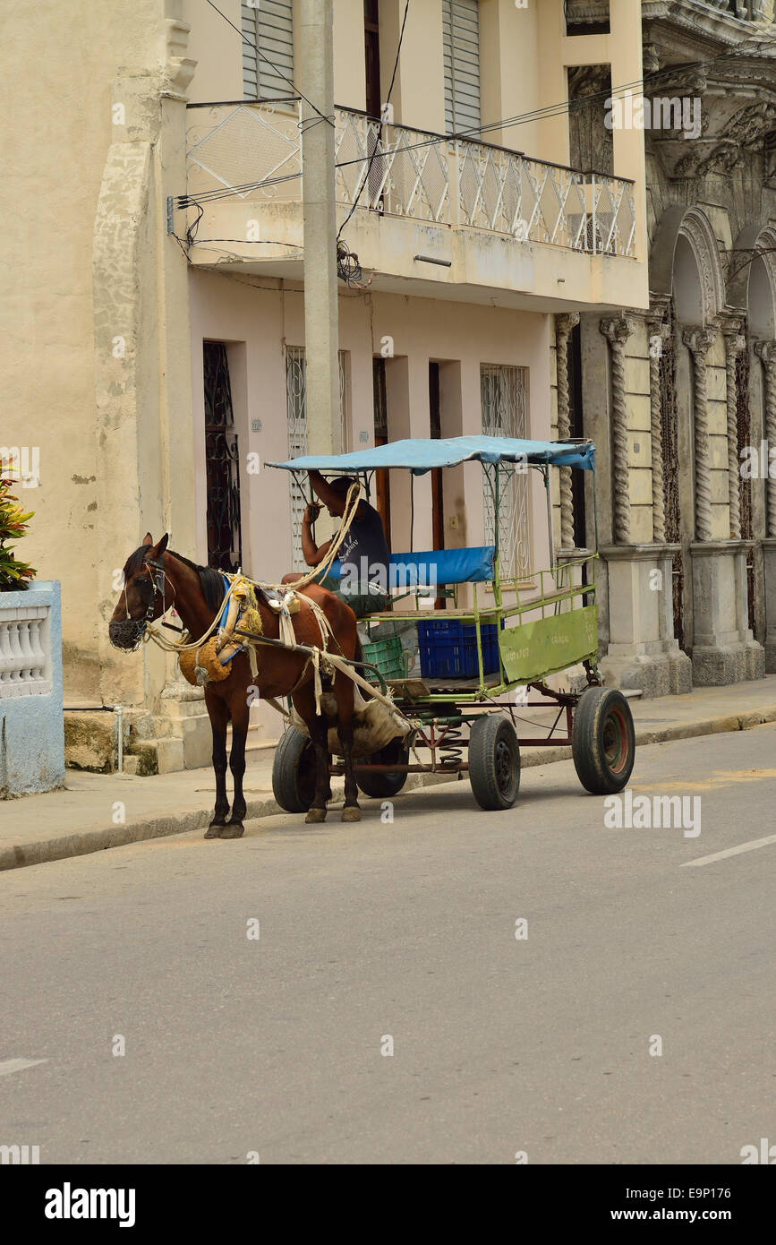 Horse and homemade cart in the newer part of Trinidad Stock Photo - Alamy