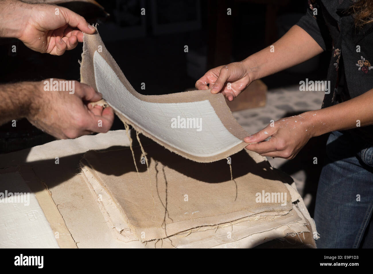 Cotton paper handmade ancient technique Stock Photo Alamy