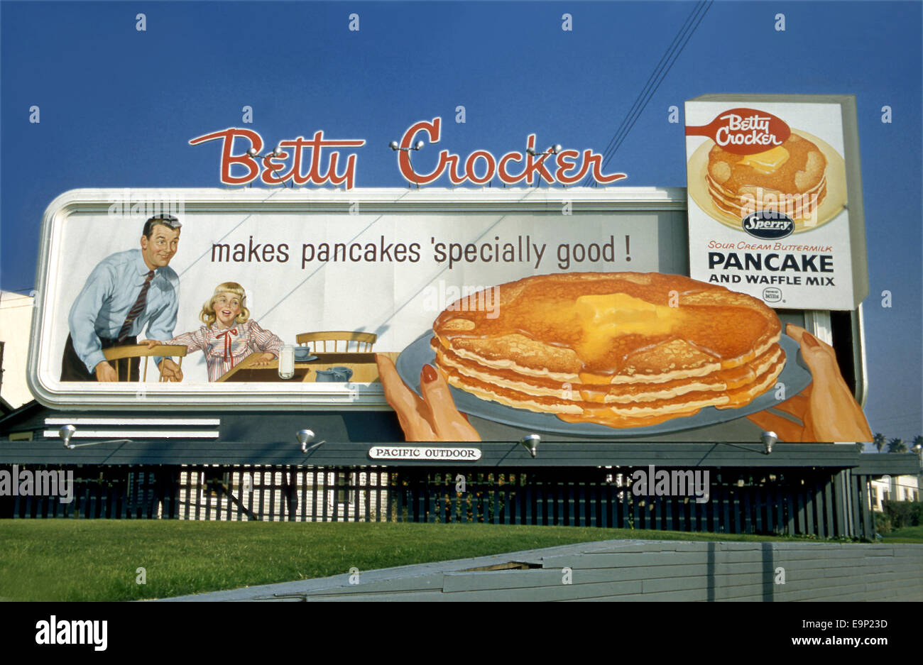 Betty Crocker pancake mix billboard circa 1950s Stock Photo