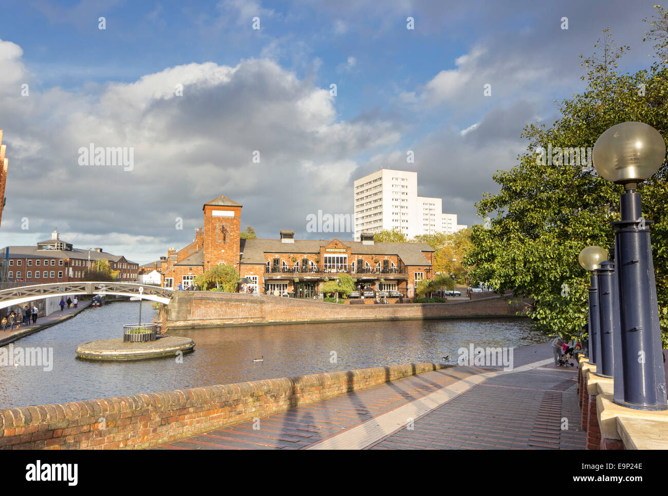 Brindley Place in autumn sunshine, Birmingham England, UK Stock Photo