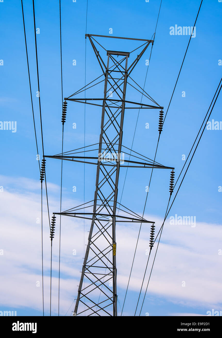 Erected power line structure for high voltage wires Stock Photo - Alamy