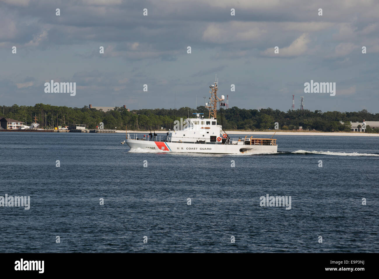 US Coast Guard vessel Stingray on patrol Pensacola Bay Florida USA Stock Photo