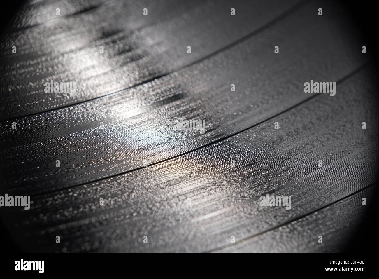 Close up magnification of a vinyl record showing its threads Stock Photo