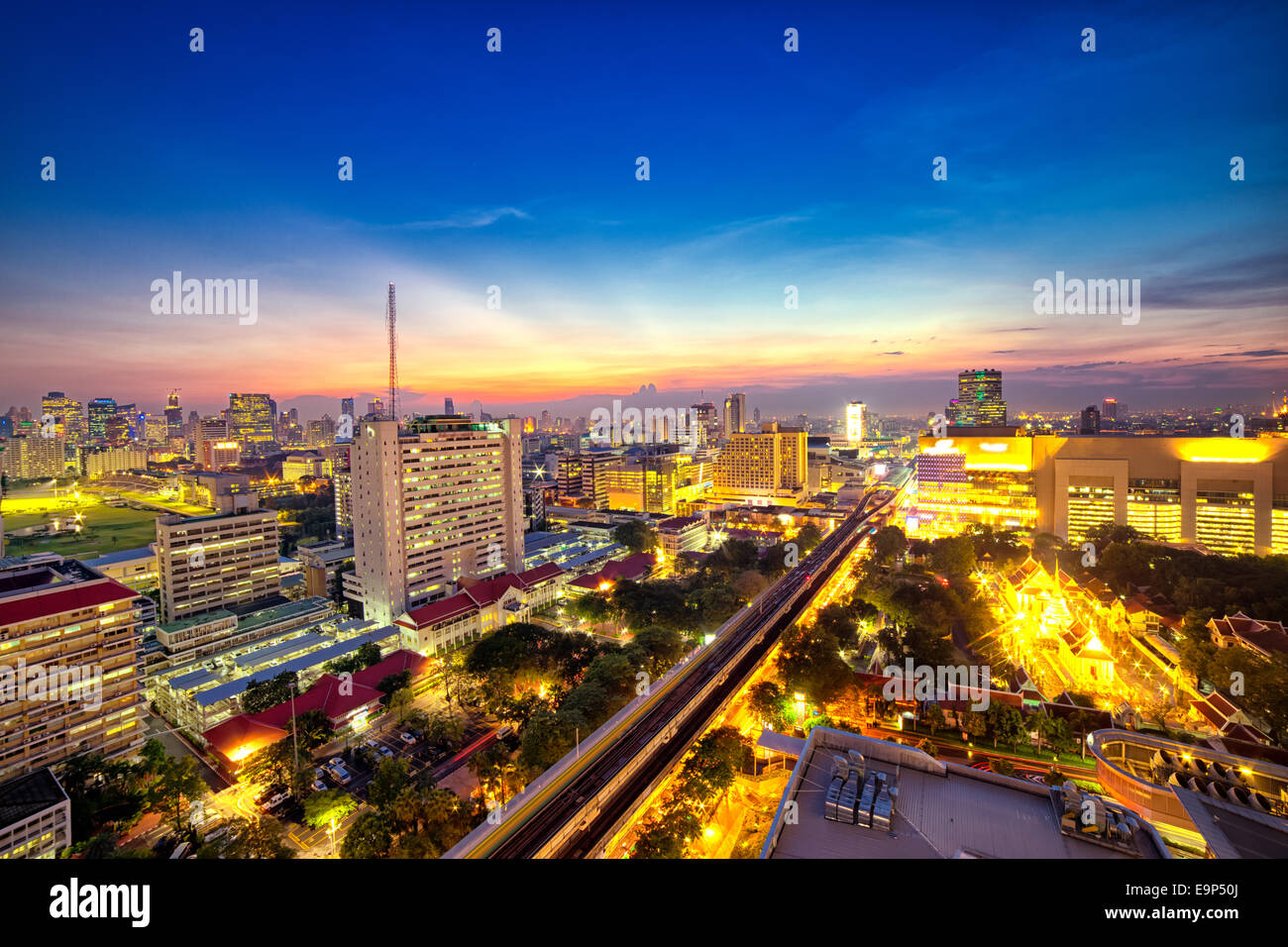 Aerial view of twilight night at Bangkok Stock Photo - Alamy