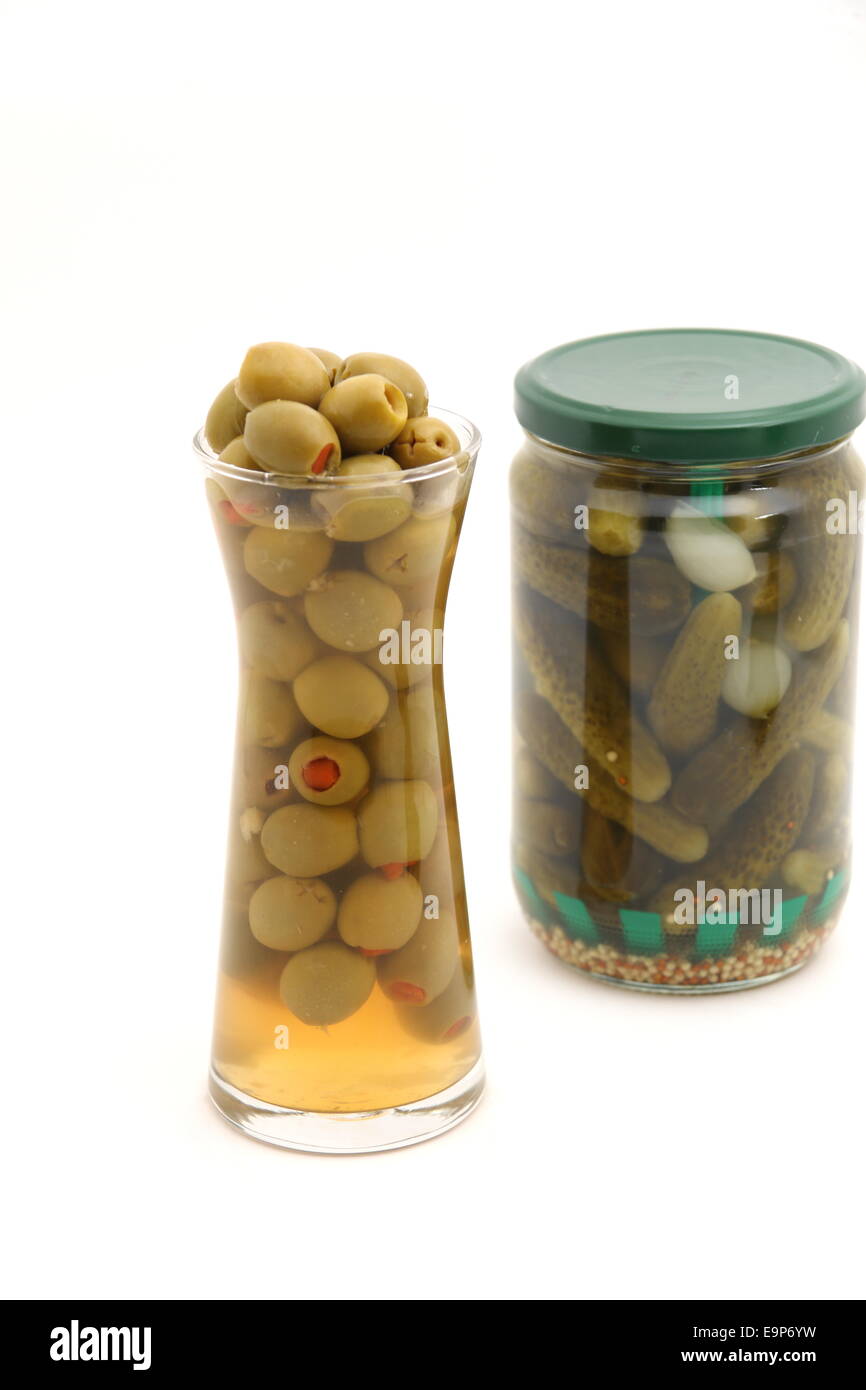 A Green olives isolated on a white background Stock Photo - Alamy