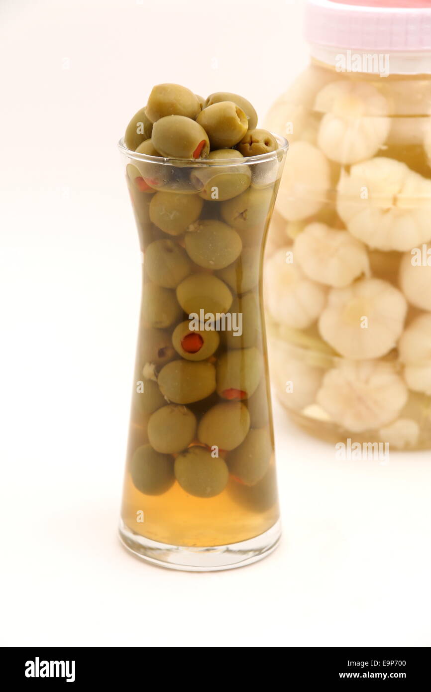 A Green olives isolated on a white background Stock Photo - Alamy
