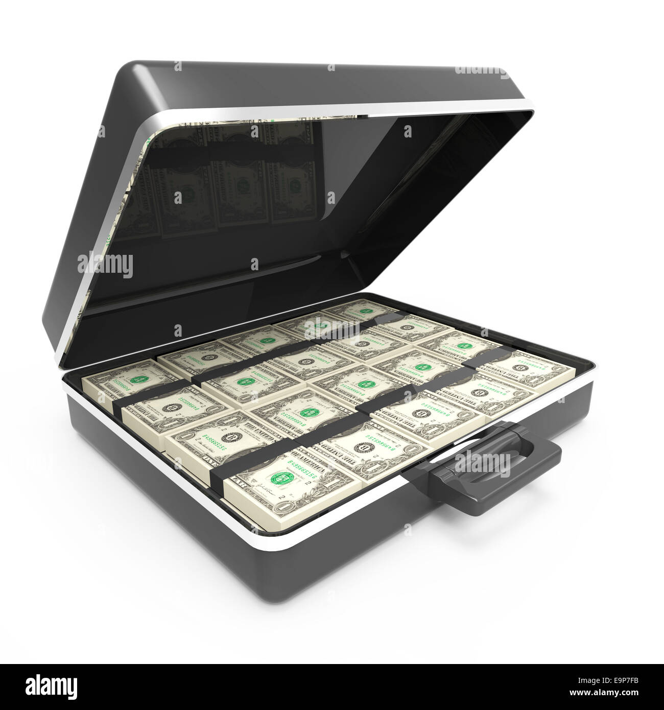 3d render of a briefcase full of US Dollar banknotes Stock Photo - Alamy