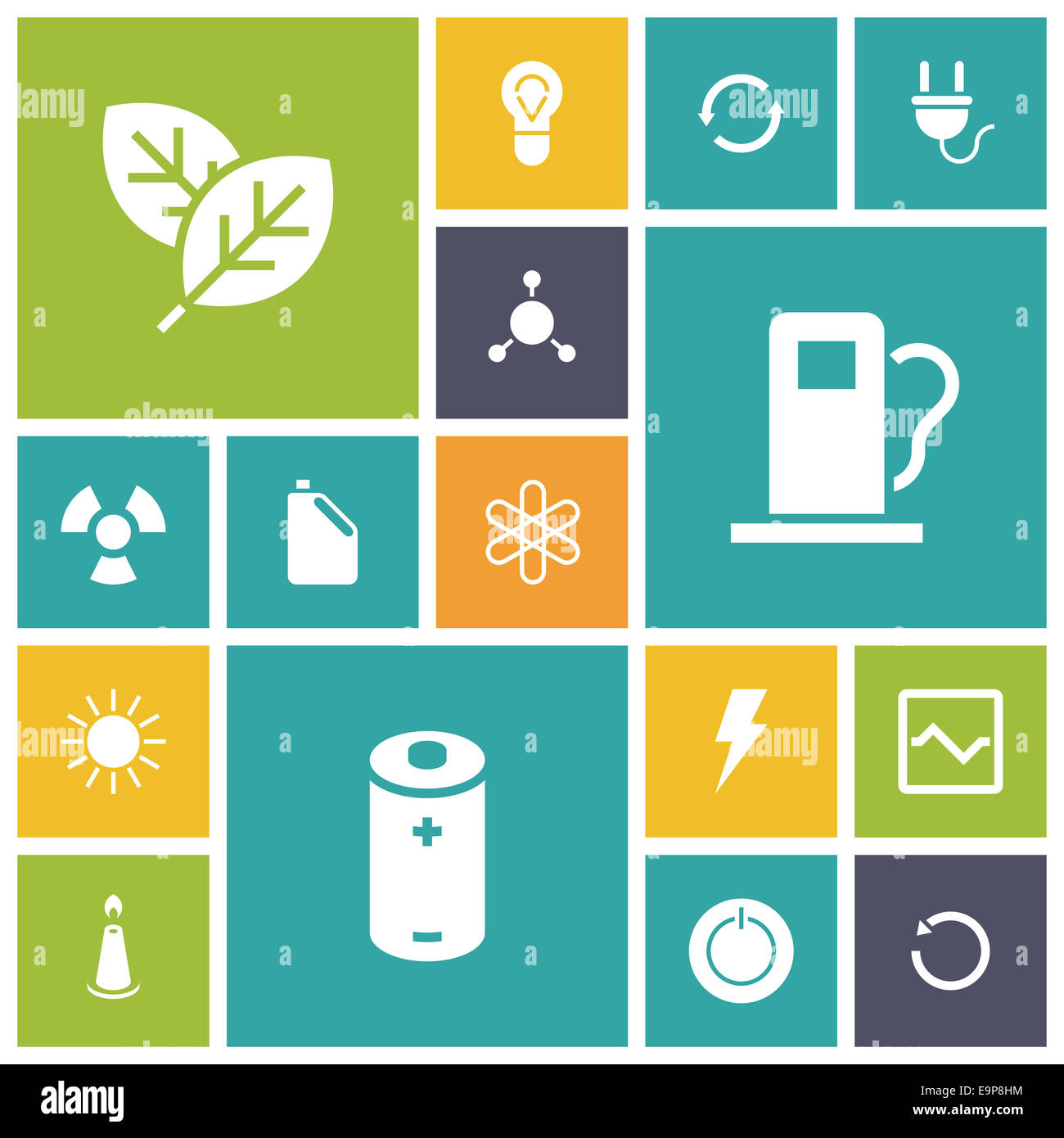 Flat design icons for energy and ecology Stock Photo - Alamy