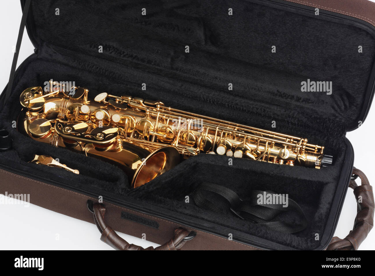 Saxophone In Open Case On White Background Stock Photo Alamy