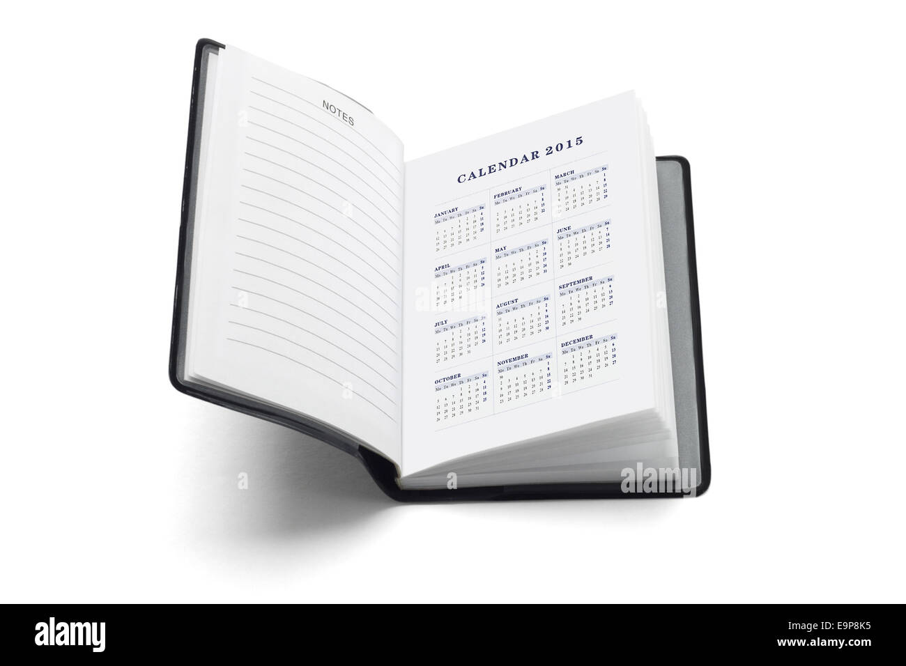 Pocket Diary With 2015 Calendar On White Background Stock Photo