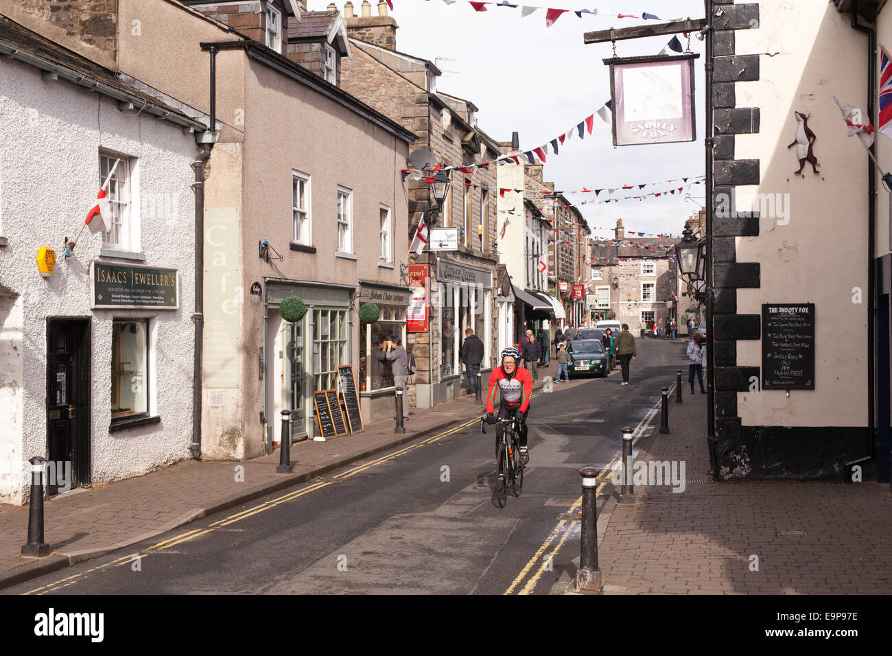 Main Street, Kirkby Lonsdale, a small market town in Cumbria, UK Stock