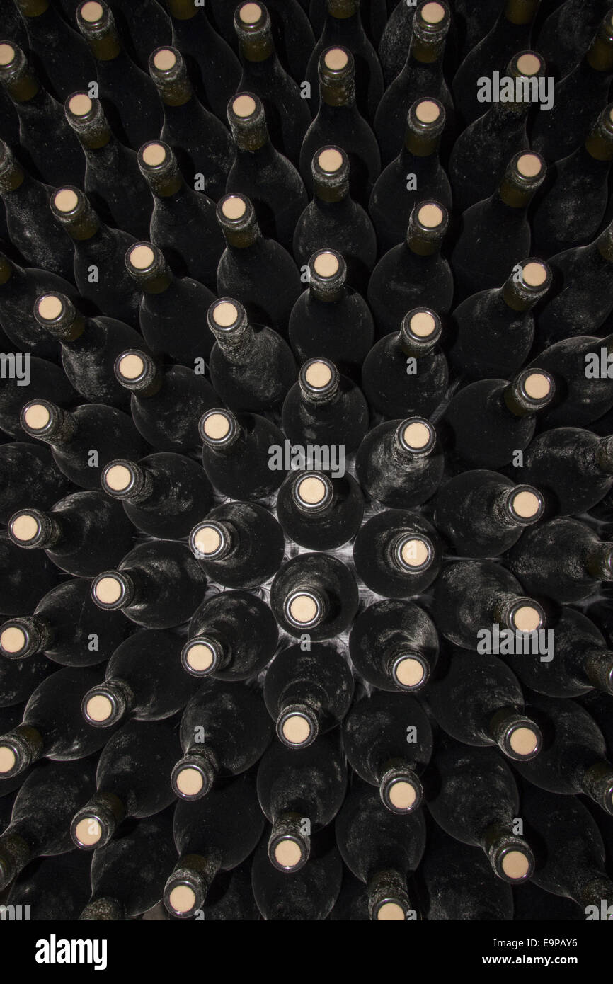 Wine bottles showing the cork Stock Photo