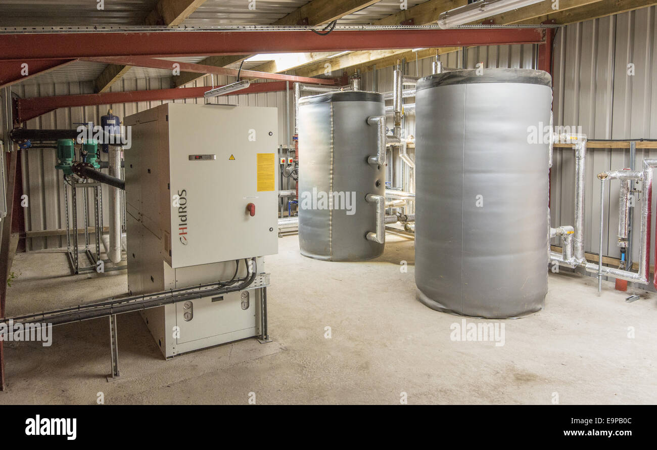 Heat exchange unit on poultry farm, Oswestry, Shropshire, England