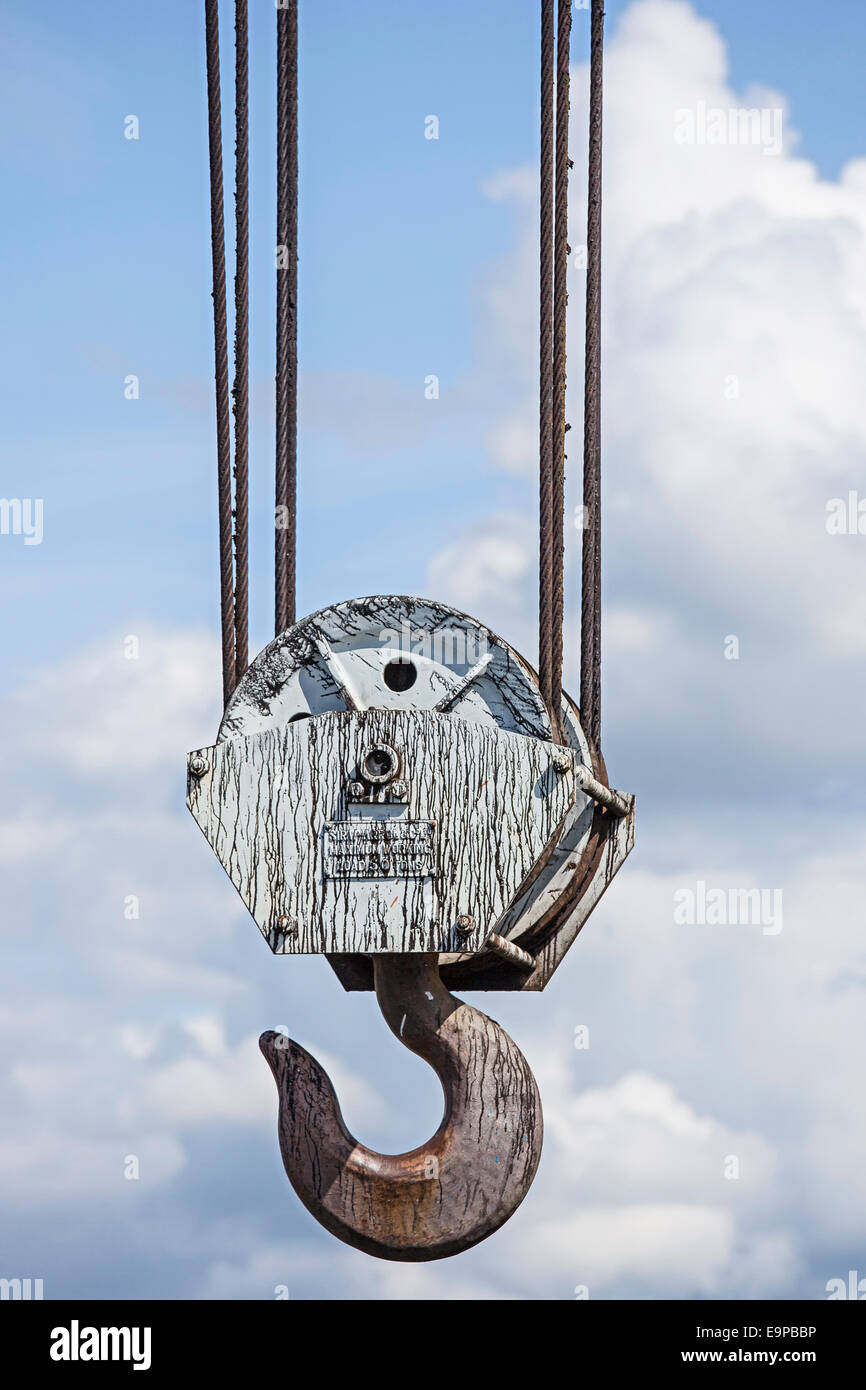 Crane hook for lifting weights Stock Photo
