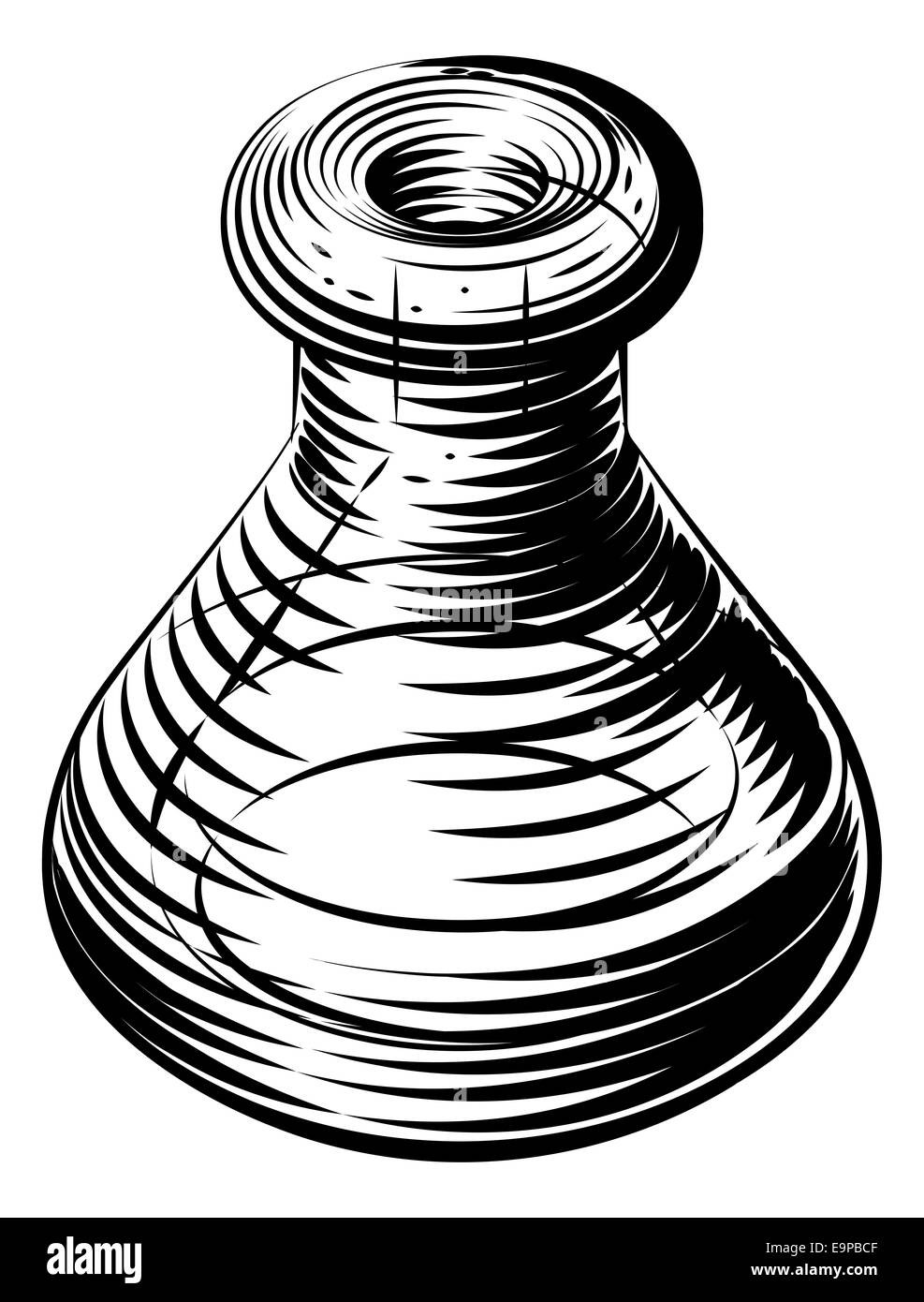 A an original illustration of a vintage woodcut style beaker or flask icon Stock Photo