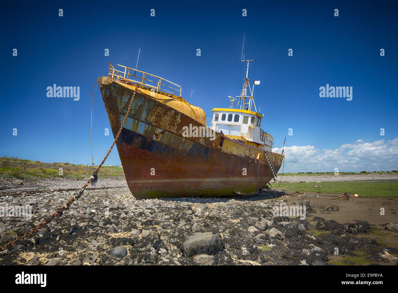 Beached and derelict fishing trawler, Roa Island, Islands of Furness