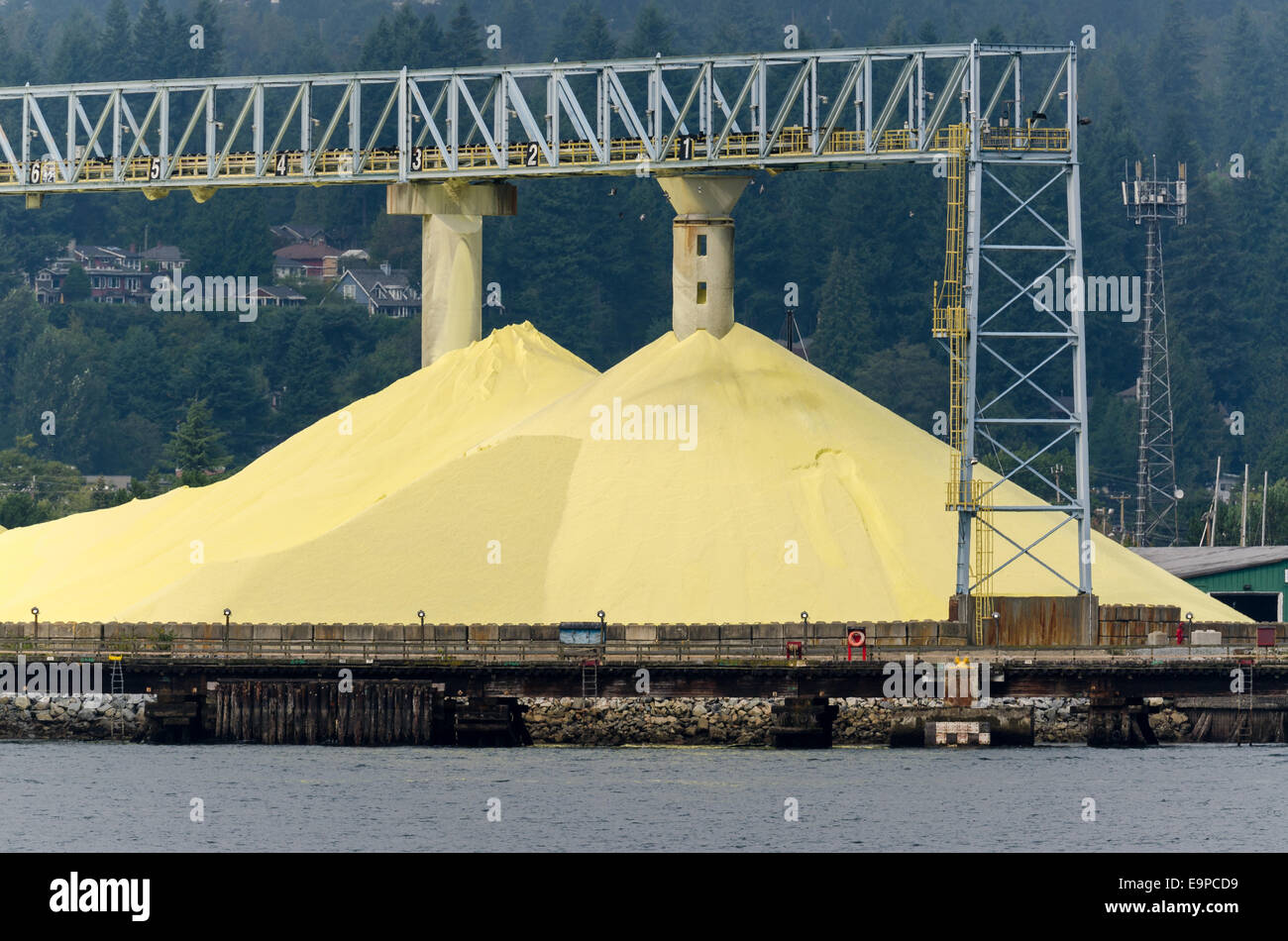 mining and storage of sulfur in Vancouver, Canada Stock Photo
